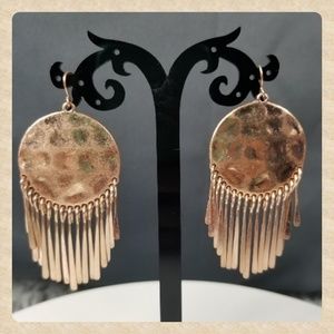 Matte, Hammered Disc Dangle Earrings